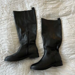 Abercrombie Agra Tall Black Leather Boots